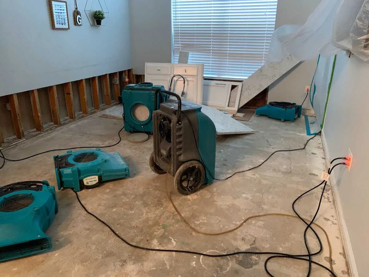 Dehumidifier in flood-cut room for Water Extraction & Removal in Cherryville